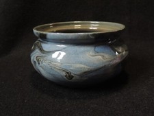 Joli Vase émaillé Bleu Terre cuite - Signature à identifier - Poterie 