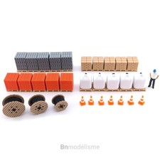 HO Lot 50 Pcs Chantier, 1/87 H0 Décor Train Modélisme Maquette Chargement Camion