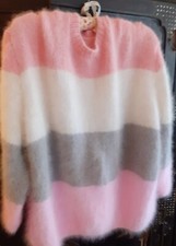 Pull Angora Loose Rose Blanc(jaune( Gris  Rayé ⚜️Ou Rouge❤️Marron🤎