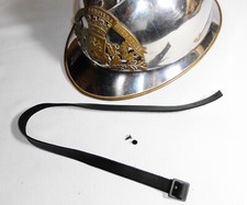 Jugulaire casque de Sapeur-Pompier modèle 1933 cuir noir vieilli, repro.