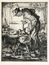 Georges Gobo engraving eau forte etching artisan shoemaker Sabotier