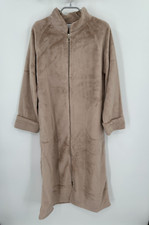 Softies 48" Plush Velour Mandarin Collar Zip-Up Robe sz S Women's Coco Brown NEW