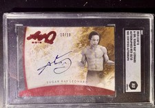 2015 LEAF Q SUGAR RAY LEONARD ON CARD AUTOGRAPH BOXER AUTO Red /10