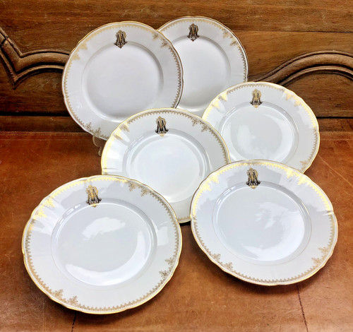 Assiettes plates xix blanc - 6,