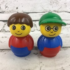 Vintage LEGO Duplo Primo Minifigures People Figures 3” Red And Blue Lot of 2