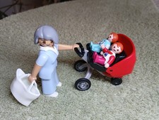 City Life PLAYMOBIL - Grand-mère et poussette N°2, bébés jumeaux, cabas blanc