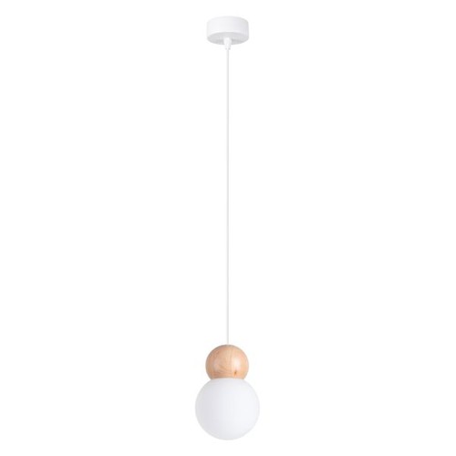 Suspension verre blanc bois - suspension,