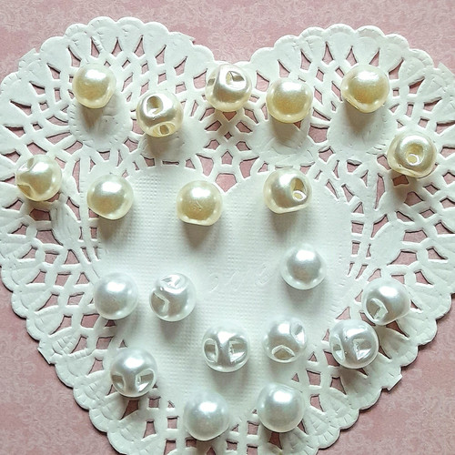 Boutons perles blancs - , ou