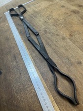 Antique tool ash clamp embers fireplace folding wood catcher ref N. 3