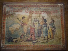 Antique Set 48 Wooden Cubes Geographical Atlas 19th Century Complete