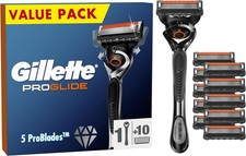 GILLETTE PROGILDE - RASOIR POUR HOMME AVEC 1 MANCHE ET 10 RECHARGES DE LAME