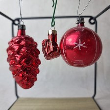 Vintage Boule Noël - Sapin Décoration Ornement - Rouge Pomme de Pin