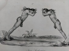 ILES SANDWICH JEUX GRAVURE 1840 ARAGO VOYAGE A03