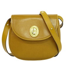 Christian Dior CD Leather Shoulder Crossbody Bag Brown Gold
