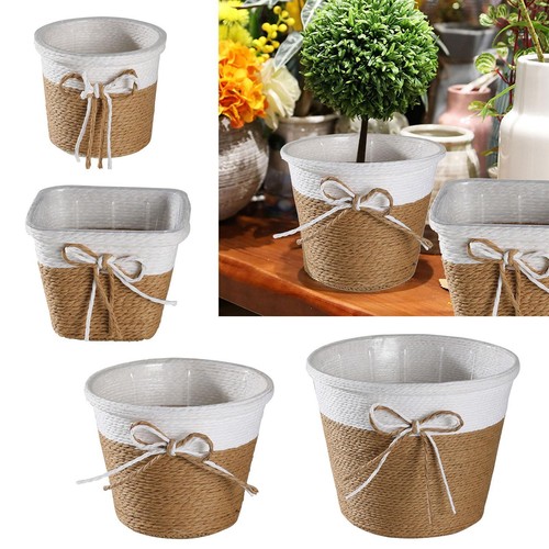 Cache pot fleurs tressé - cache-pot,