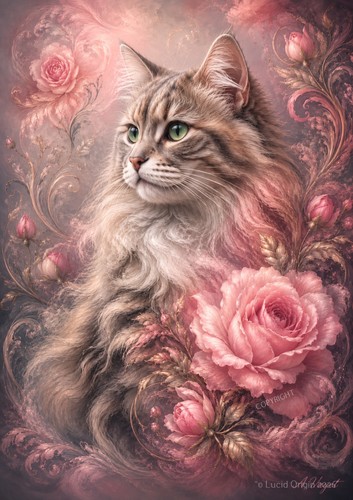 Chat maine coon yeux verts - chat,