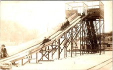 RPPC Winnipeg Manitoba Canada WINTER SCENE Toboggan Slide/Sledding 1913 Postcard