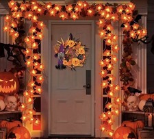 Halloween decorations orange leaf garlands with LED lights 6M