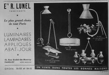 PRESS ADVERTISEMENT 1953 R.LUNEL FLOOR LAMPS SCONCES - ADVERTISING