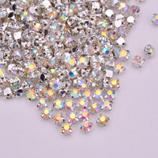 288pcs 3mm-8mm Sew On Crystal AB Glass Rhinestones Appliques Craft Dress Making