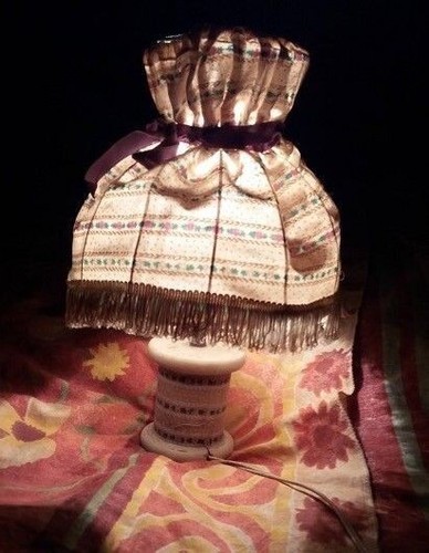 Lampe chevet tissu rose - chevet,