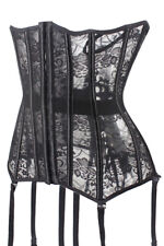 Serre taille corset underbust noir dentelle 6 porte jarretelles grande taille