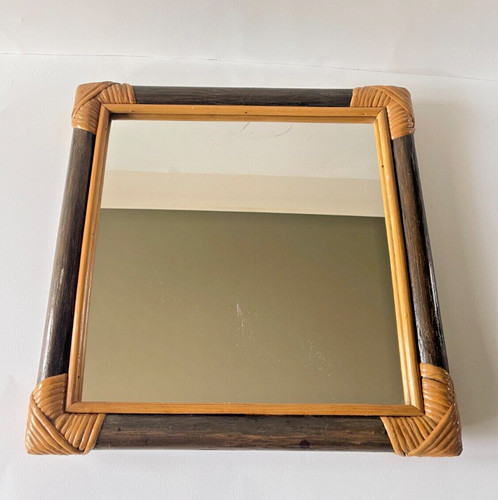 Miroir carré bambou et - ,