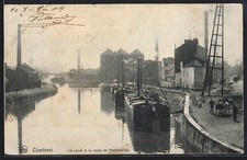 Old postcard Charleroi, Le canal à la route de Philippeville 1909 