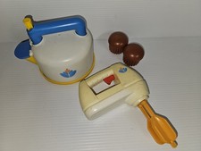 Vintage 1987 Fisher Price Fun with Food Whistling Tea Pot Kettle & Mixer