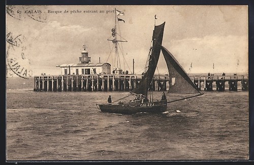 Cpa calais barque pêche - calais,,