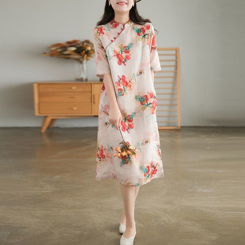 Femme ethnique floral midi - ethnique,