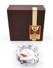 Cristalleries Champagne Bayel cendrier cristal feuille French crystal ashtray 
