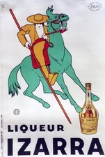 "IZARRA" original Litho entwined poster 1934 by ZULLA 84x123cm