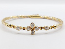 Bracelet art deco trois or 18k torsadé et 1,00 carat diamant taille poire