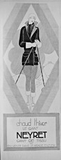 1928 PRESS ADVERTISEMENT NEYRET WARM WINTER FABRIC GLOVE - SKI