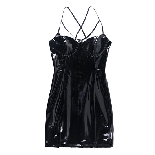 Robe cuir verni pour - pour, femme