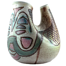 CHICKEN VASE old ceramic ACCOLAY mask decor, vallauris/50/capron/picault...
