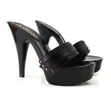 Mules Noires Laquées En Cuir