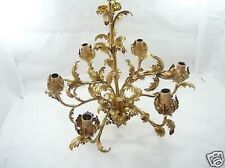 Grand Lustre En Fer Forgé À 6 Lumières Avec Feuilles Dorées Acanthe Or Classique