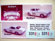 RS103 VOLVO P1800 n°331 Rallye Monte Carlo 1962 decal ReStart 1/43 Kiosque Norev