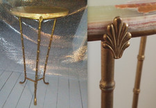 Chic guéridon tripode en bronze doré bambou et plateau en Onyx, Maison Baguès