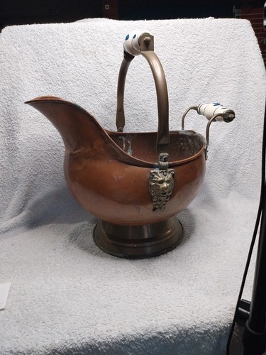 Ancien seau cuivre charbon - seau,
