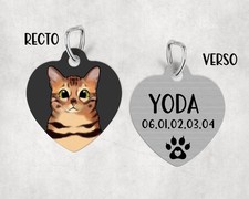 Médaille pour chat Bengale personnalisée avec nom et numéro de téléphone