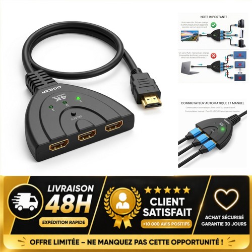 Commutateur hdmi ports 4k - 3,