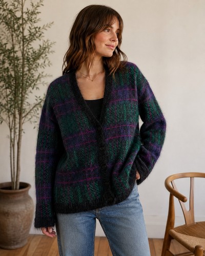 Vintage fuzzy mohair plaid - vintage,