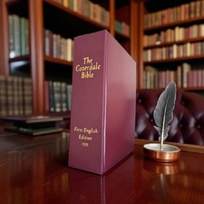 1535 Coverdale: First Printed English Bible Facsimile RARE Burgundy Leatherbound