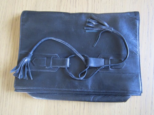 Pochette vintage cuir noir - pochette,