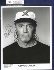 George Carlin Autographed 8x10 B&W Photo Television Star Comedian JSA COA