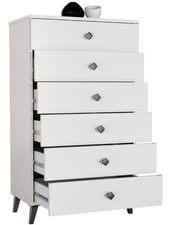 Commode blanche BDW avec 6 tiroirs pour chambre à coucher, salon - 60 x 104...