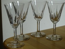 SAINT LOUIS 4 BURGUNDY RED WINE GLASSES CRYSTAL MODEL SERDAGNE ht 16 cm